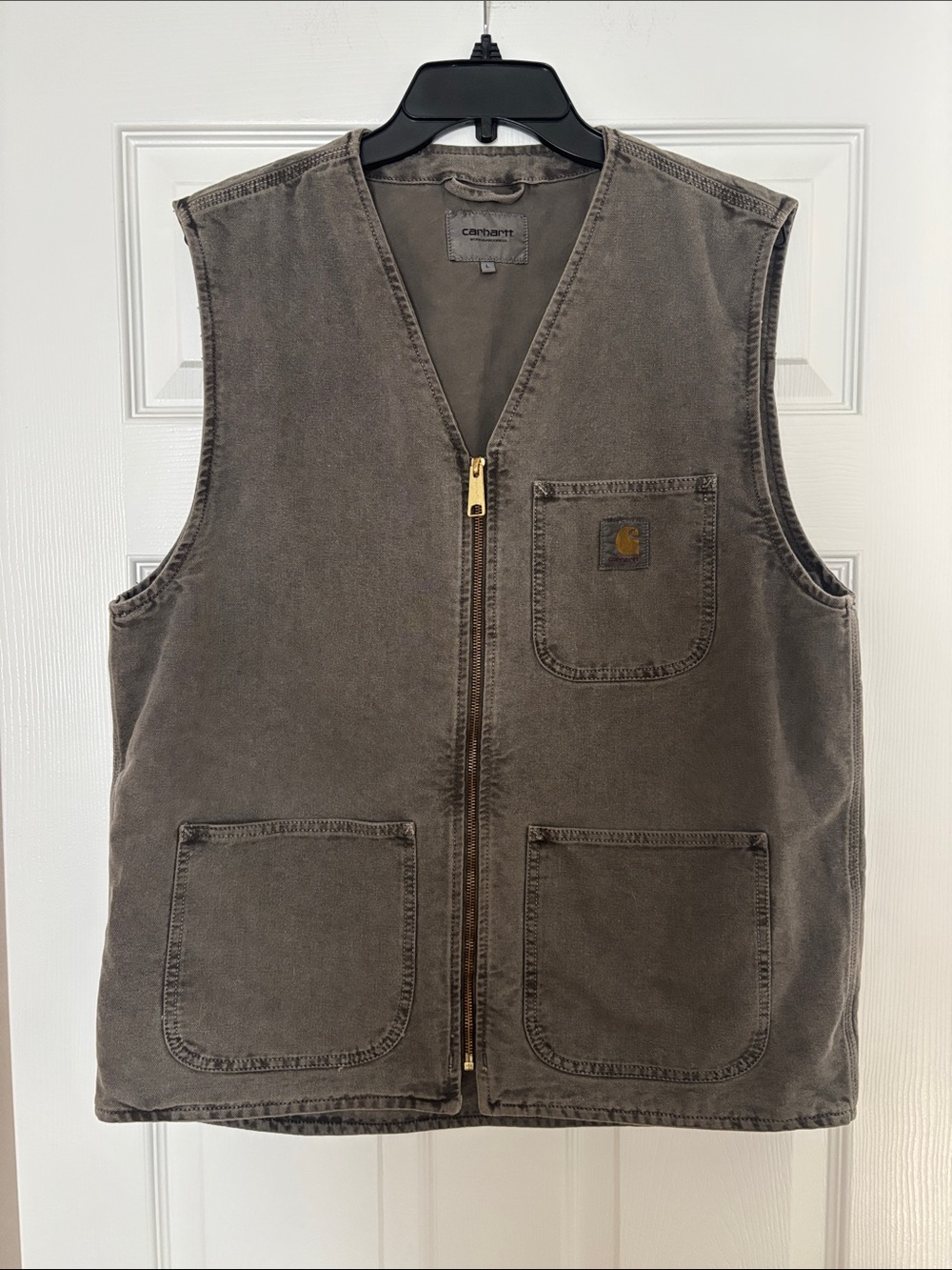 Carhartt Work in Progress Washed Brown Canvas Work Vest